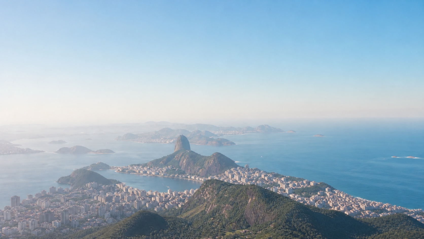 Rio de Janeiro coastline, mountains and Guanabara Bay